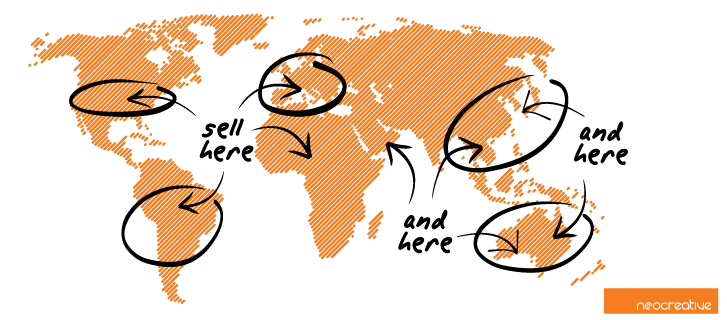 A World map showing points of sale